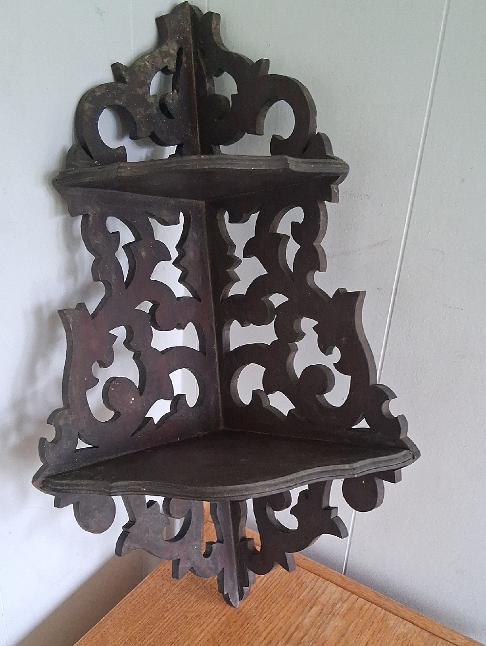 Decorative Brown Wooden Corner Wall Shelf - Brand Unknown